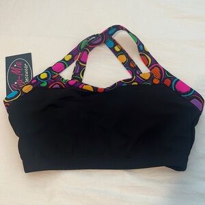 Gia Mia Dancewear Dance Crop Bra Top Size Youth XL Cross Back Polka Dot NEW